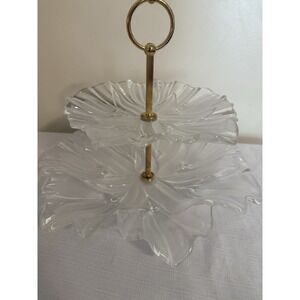 Mikasa Clear Glass and Frosted Tulip 2 Tier‎ Serving Tray Cupcakes Appetizers